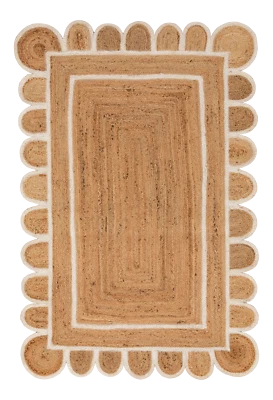 Scallop Rug 100% Natural Jute Handmade rustic look carpet home decor area rug - Image 1 of 4