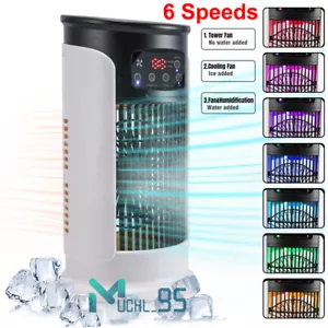 Mini Air Conditioner LED Air Cooler Fan Portable Personal Cooling Humidifier Fan - Picture 1 of 84