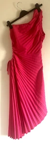 Nuevo Maxi Vestido Shein SXY Rosa Caliente Asimétrico Plisado Ocasión Talla M UK 12 - Imagen 1 de 6
