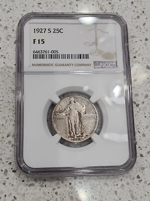 1927 S Standing Liberty Quarter NGC F 15 - Image 1 of 3