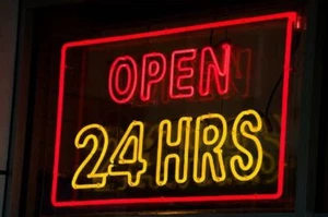 24"x20" Open 24 Hours Neon Sign Light Lamp Beer Bar Restaurant Wall Decor Cave - Picture 1 of 3