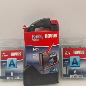 Novus J-01 Hobby Tacker Tacker mit 4000 Klammern Typ A 6 mm & 8 mm  - Bild 1 von 18