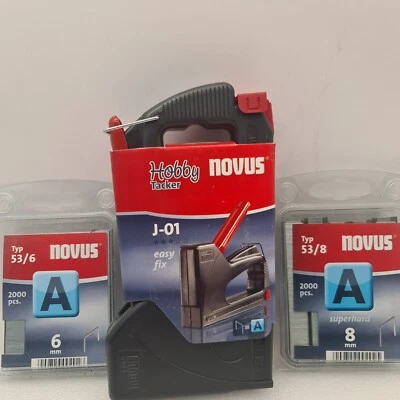 Novus J-01 Hobby Tacker Tacker mit 4000 Klammern Typ A 6 mm & 8 mm  - Bild 1 von 4