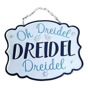 Hanging Happy Hanukkah "oh dreidle" Sign 8" Let's Celebrate holiday decor. New - Picture 1 of 3