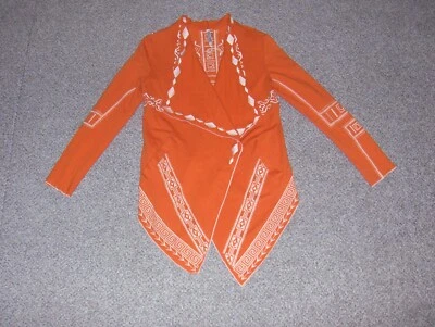 Nuevo con etiquetas Cárdigan Monoreno Mujer Bordado Drapeado Frontal Naranja Arte para Usar Talla S Foto 1 de 4