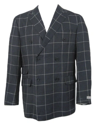 ¡NUEVO $1295 Hickey Freeman Lana Seda Lino Abrigo Deportivo (Blazer)! 44 R Navy Hecho en EE. UU. Foto 1 de 4