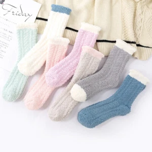 6 Pairs Womens Soft Fluffy Bed Socks Winter Warm Lounge Slipper Fleece Sock UK - Picture 1 of 23