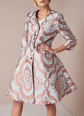 TED BAKER Versailles print jacquard fit&flare full skirt dress coat wedding 1 8 - Image 1 of 4