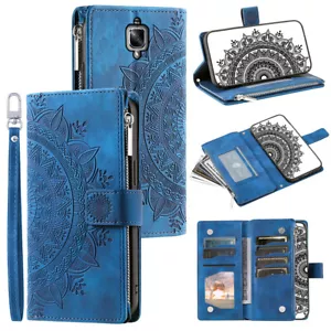 For OnePlus 3 3T Case Datura Leather Zipper Card Slots Flip Wallet Pocket Cover - Picture 1 of 68