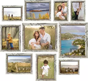 10-Pack Picture Frames - Collage Wall Decor Gallery Wall Frame Set Multi Sizes - Picture 1 of 7