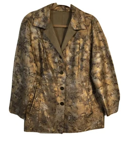 CHICOS Reversible Tan Suede Metal Snakeskin Leather Blazer Jacket~2 Large A127 - Picture 1 of 12
