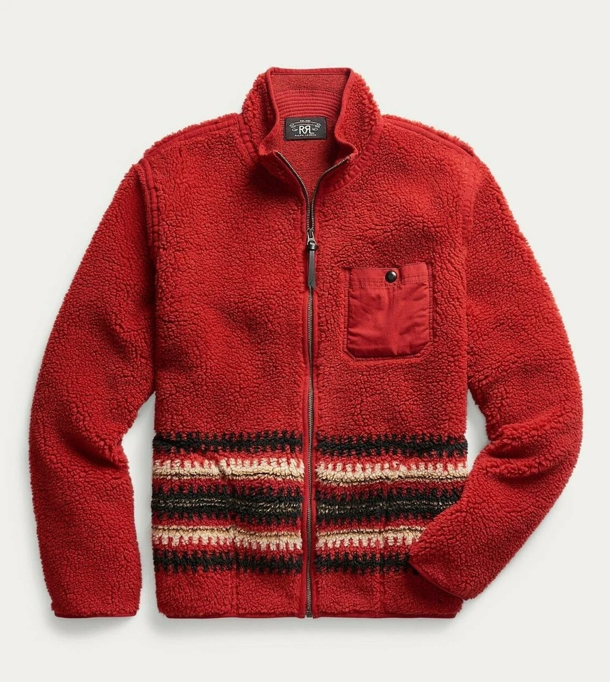 RRL Ralph Lauren Serape Rojo Lana Polar Forro Chaqueta Para Hombre Mediana M Foto 1 de 4
