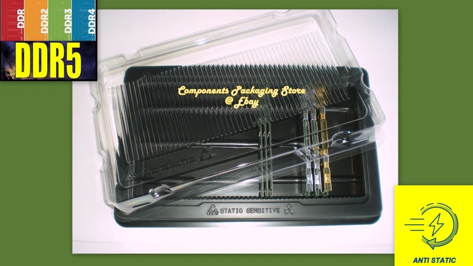 Server RAM Memory Packaging Box Case Sold in Lot of 2, 5, 12 20 DRAM DIMM Trays - Image 1 of 4