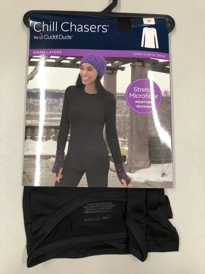 Camisa redonda Cuddl Duds CD9485 para mujer Chill Chasers capas cálidas manga larga Foto 1 de 3