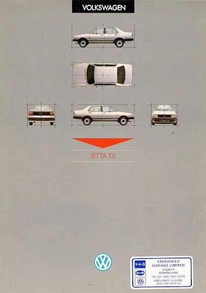 Volkswagen Jetta TX 1600 Mk2 1985-87 UK Market Foldout Sales Brochure - Image 1 of 1