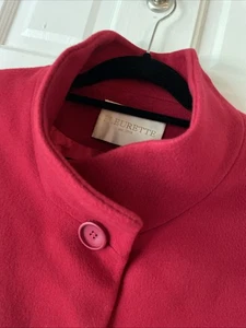 fleurette loro piana coat 100% Wool Red Sz 16 / Large Pea Coat Pockets - Picture 1 of 8