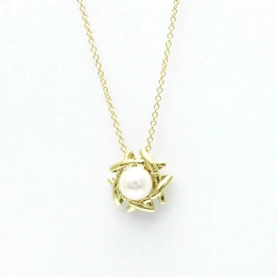 Auténtico collar colgante de perlas Tiffany & Co. de oro amarillo de 18 quilates unisex Foto 1 de 4