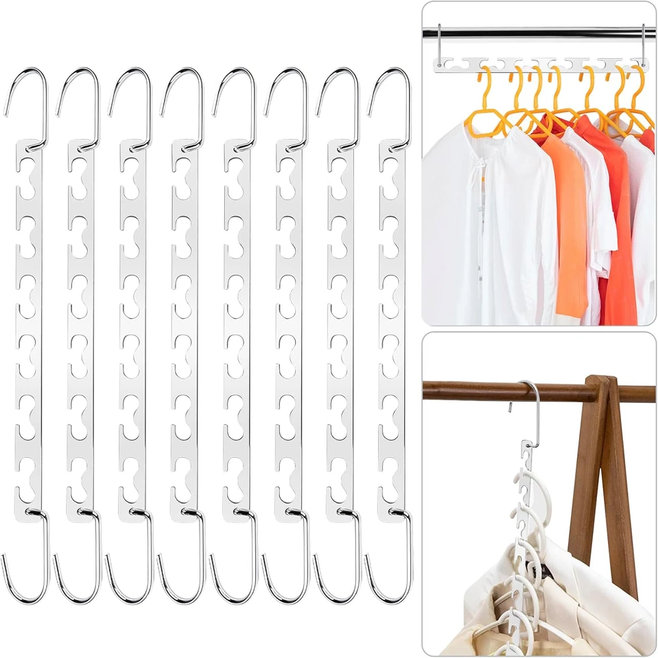 8 Pezzi Grucce Salvaspazio, Magici Organizer Armadio, Appendini Armadio, Appendi - Immagine 1 di 4