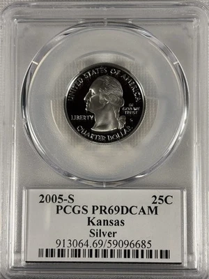 2005-S Silver Kansas Quarter PCGS PR69DCAM | State Flag Label | Proof - Image 1 of 4