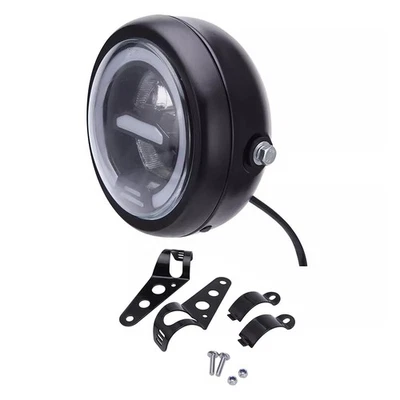 Motorcycle LED Headlight High/Lo DRL For Bobber Honda Kawasaki Yamaha Cafe Racer - Image 1 of 4