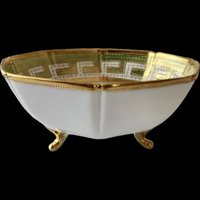 Antique Nippon RC Octagonal Footed Bowl – Hand Painted Porcelain with Gold & Gre - Image 1 of 4