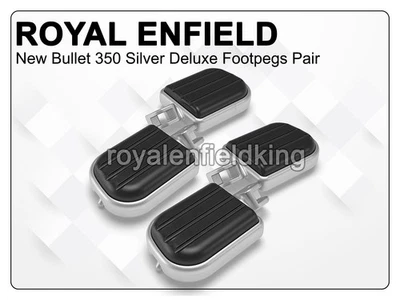 For Royal Enfield New Bullet 350 "Front & Rear Deluxe Footpegs Silver" Foto 1 de 2