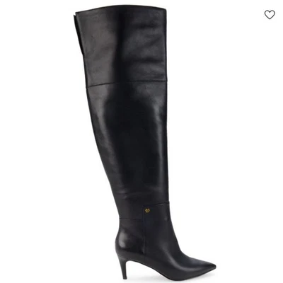 Cole Haan Size 6 Black Leather Pointed Stiletto Over The Knee Boots NEW Vandam - Image 1 of 4