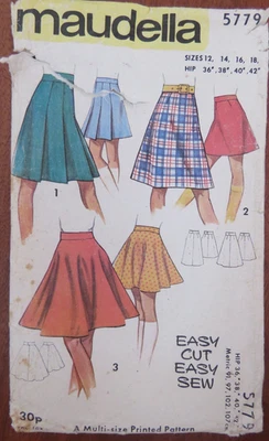 (1960’s) Maudella 5779 Sewing Pattern Ladies A Line Flared Pleat Mini Midi Skirt - Image 1 of 4