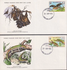 F-EX60804 MAURITIUS WWF 1978 FDC PRINTING WILDLIFE BUTTERFLIES LIZARD GECKO BIRD - Picture 1 of 2