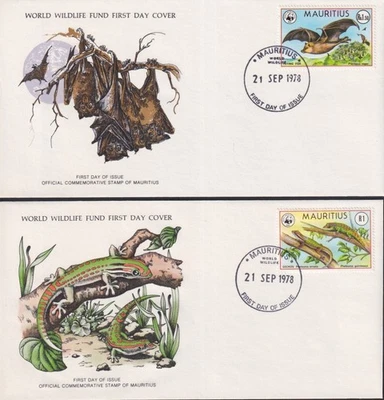 F-EX60804 MAURITIUS WWF 1978 FDC PRINTING WILDLIFE BUTTERFLIES LIZARD GECKO BIRD - Image 1 of 2