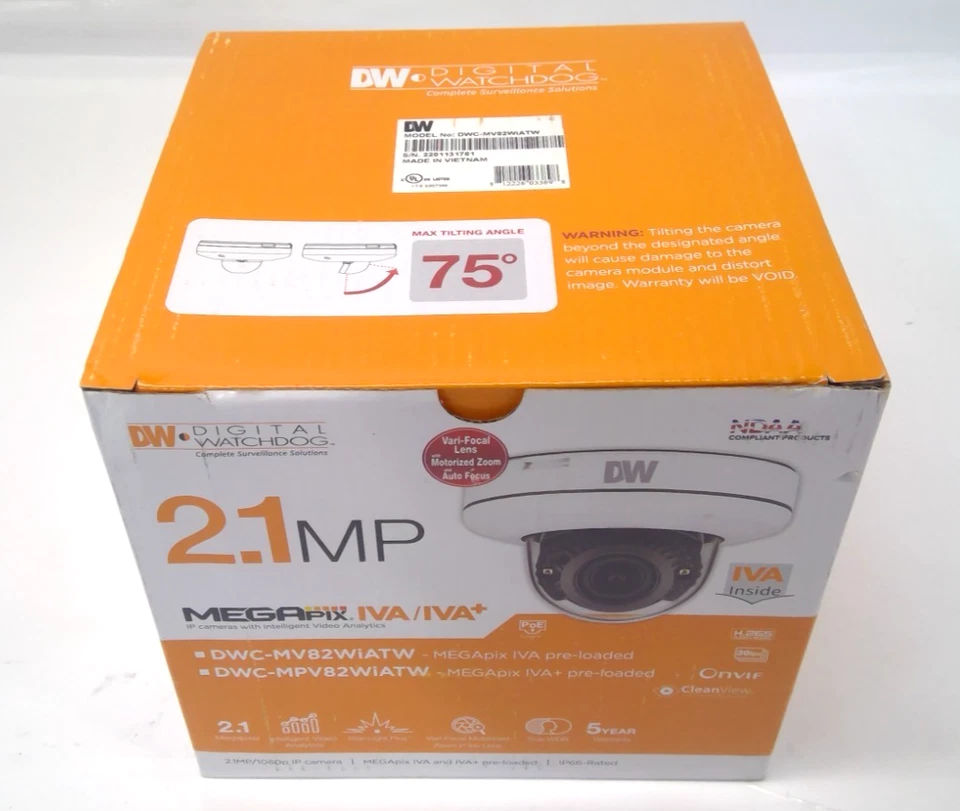 Digital Watchdog DWC-MV82WIATW 2.1MP MEGApix IVAOutdoor Dome Camera Star-Light P - Image 1 of 4