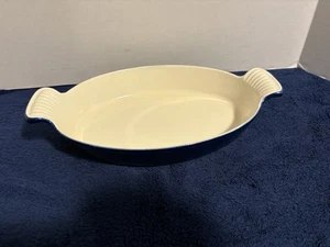 12 Zoll gewellter Griff Kobaltblau Emaille Gusseisen Oval Bäcker LQ IQ - Bild 1 von 5