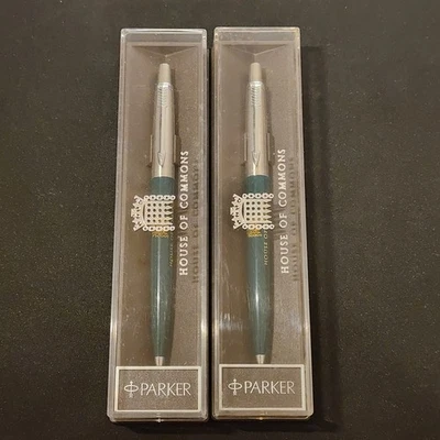 X2 Bolígrafo Vintage Parker Jotter Verde HOUSE OF COMMONS Edición Limitada Reino Unido con Estuche * Foto 1 de 4