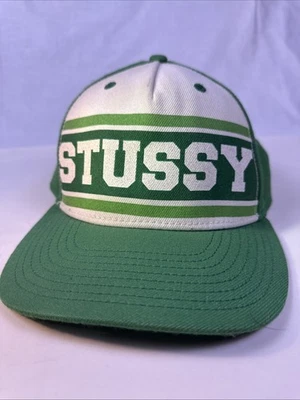 Stussy Baseball Cap Hat Green & White Snapback. Acrylic Wool Blend. Very Clean - Image 1 of 4