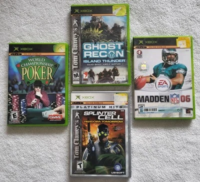 Conjunto/4 videogames para Xbox MADDEN O6, GHOST RECON, SPLINTER CELL, W.C. POKER - Imagem 1 de 4