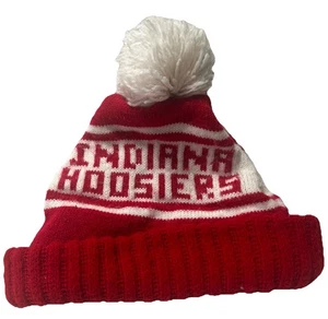 Vintage Indiana Strumpfmütze Strumpf rot weiß Ball oben College Football Fan - Bild 1 von 3
