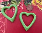 Vintage Large 43 x 47mm Green Glazed Porcelain Heart Pieces Findings Pendants 2