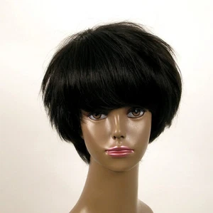 Afro Perücke Damen 100% Naturhaar kurz schwarz Ref. WHIT 07/1b - Bild 1 von 9