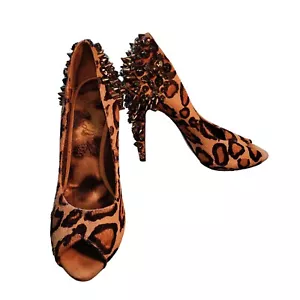 Sam Edelman Lorissa Gepard-Druck Kalbshaar Nieten Peeptoe-Heels Damengröße 7,5 - Bild 1 von 18