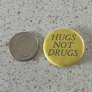 Hugs Not Drugs Funny Humorous Awareness Pinback Button #47162 - Picture 1 of 2