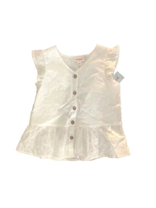 Cat & Jack Girls White Floral Button Down Shirt Size Medium 8 (A1) - Picture 1 of 2