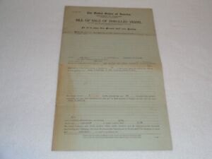 1920 Zarejestrowany statek Bill of Sale New London Connecticut Rzadki dokument historyczny