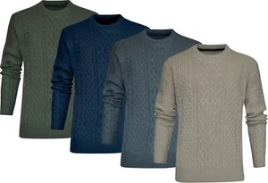 Suéter Jersey Tejido Cable Tejido Liso Cuello Redondo Jersey Top Informal Invierno - Imagen 1 de 11