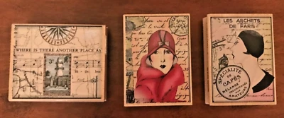 Lote de 3 estampillas de goma Hero Arts Woman in Profile Gracious Lady & Another Place Foto 1 de 4