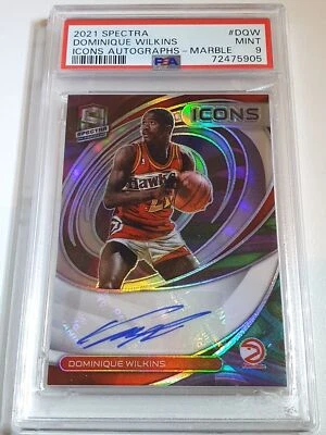 Autógrafos Spectra Dominique Wilkins 2021 mármol automático 5/5 iconos - PSA 9 (POP 1) Foto 1 de 4