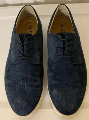 Oxfords masculinos Aldo tamanho 12 com cadarço couro camurça azul escuro - Imagem 1 de 4