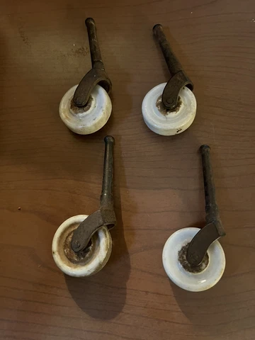 Vintage antique ceramic Wheel Casters Set of 4 Cover
