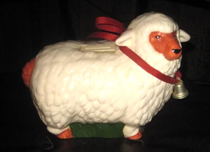 VINTAGE NATIVE OF THE CITY CERAMIC SHEEP BANK WITH BELL - Picture 1 of 5