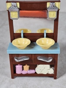 Fisher Price Mattel 2008 Double Sink Bathroom Vanity Loving Family Pre-owned - Picture 1 of 14