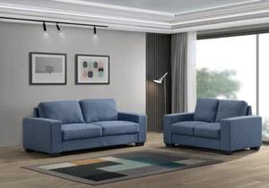 COHEN 2 PIECE LOUNGE SET 2 SEATER & 3 SEATER SOFA LOUNGE SETTING OCEAN FABRIC - Picture 1 of 7